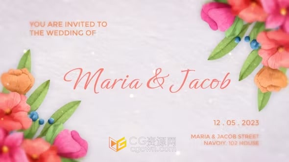 婚礼请柬开业庆典晚会仪式活动邀请函小视频-AE模板
