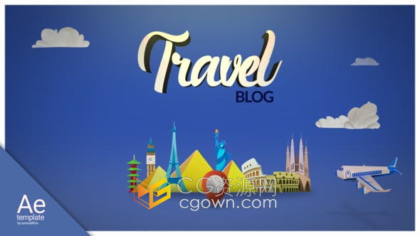 AE模板-旅行vlog视频旅游志复古剪辑建筑物旅程回忆照片动画相册视频