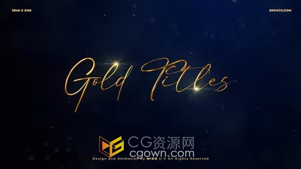 AE模板-魅力金色粒子标题提名颁奖晚会活动婚礼视频优雅文字动画