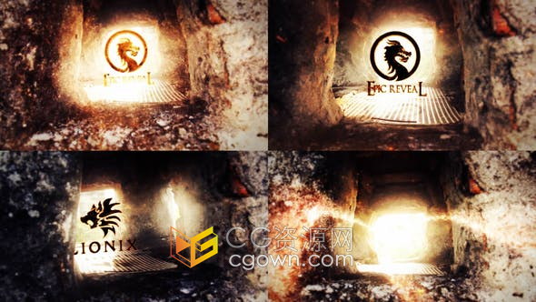 AE模板-古代建筑地牢动画骑士战斗火焰LOGO片头视频