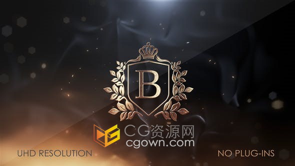 AE模板-金色豪华典雅LOGO动画粒子爆炸漏光散景视频