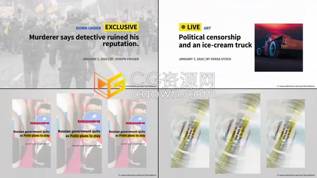 网上报纸在线报道头条突发新闻宣传介绍视频字幕动画效果-AE模板下载
