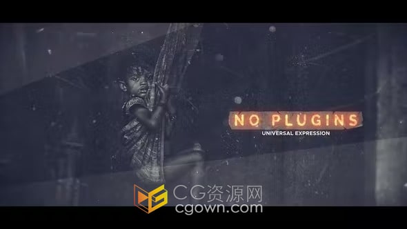 AE模板-黑白视差效果历史相册战争电影预告片军事纪录片