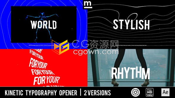 AE模板制作快闪节奏照片字幕宣传片开场故障时尚运动视频片头