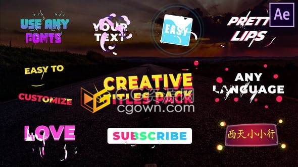 AE模板下载制作vlog电视节目创意卡通流体图形动画视频字幕文字标题