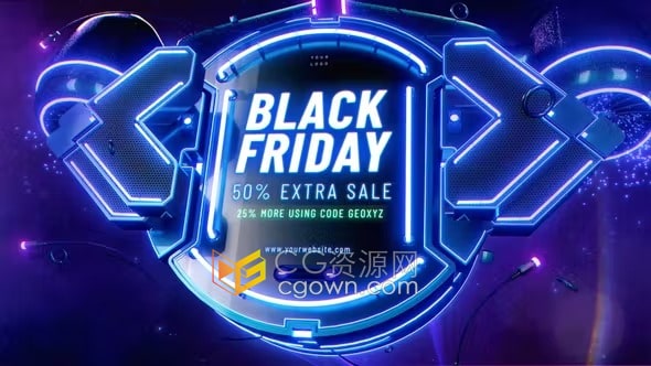 AE模板-发光数码科技游戏开场片头含垂直版本