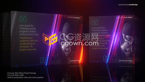 体育采访运动员简介信息板力量光效游戏宣传动画介绍视频片头-AE模板下载