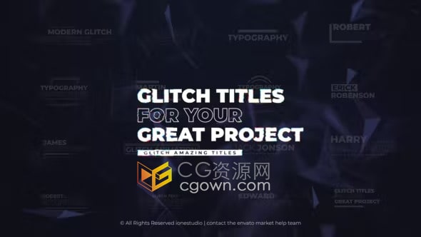 AE标题模板-16个数字失真rgb拆分故障标题标志字幕动画