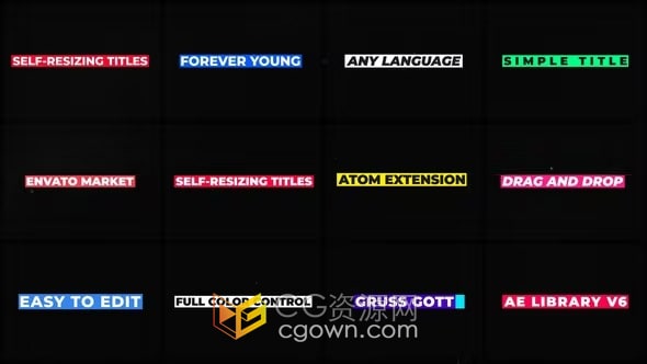 AE模板-自动调整框标题自适应文本大小字体排版字幕条动画