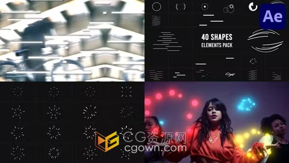 40多个手绘卡通火花爆炸元素-AE特效模板