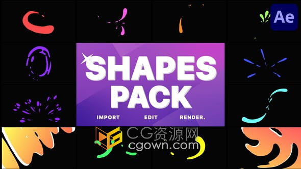 AE模板-12种效果液体形状图形动画Liquid Shapes Pack