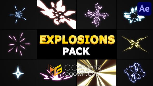 AE模板-12种卡通爆炸MG动画Cartoon Explosions Pack
