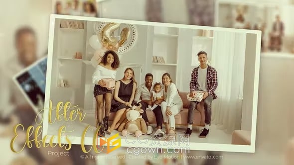精彩时刻生日相册美好回忆家庭照片幻灯片-AE视频相册模板