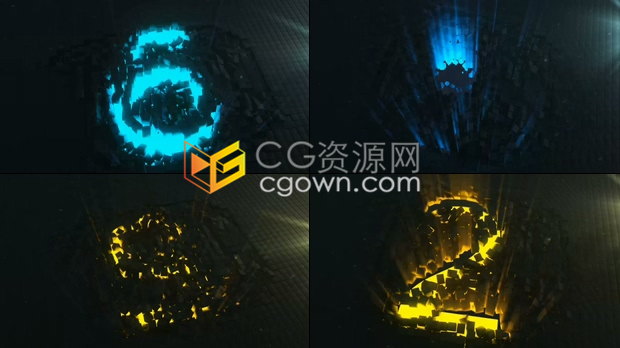 霓虹灯倒计时动画AE模板方块场景发光数字效果视频开场片头制作