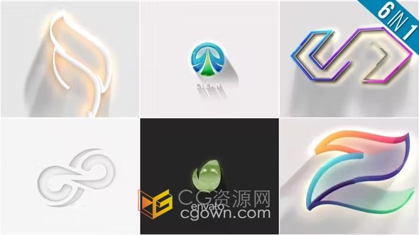 AE模板-大气光泽感艺术几何描边绘图标志动画