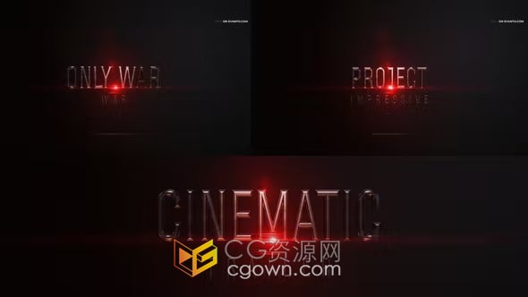 AE模板-3D金属文本标题序列动作冒险战斗大片游戏电影预告片