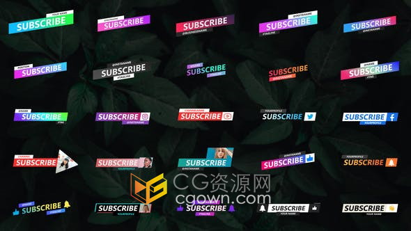 AE模板-25种社交媒体视频字幕条支持4K分辨率