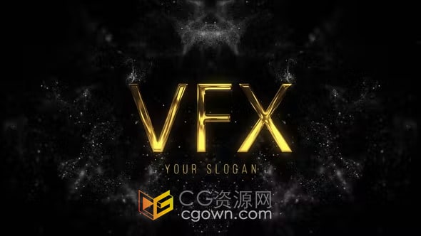 金色流动粒子汇聚生成大气晚会标题片头LOGO动画-AE模板