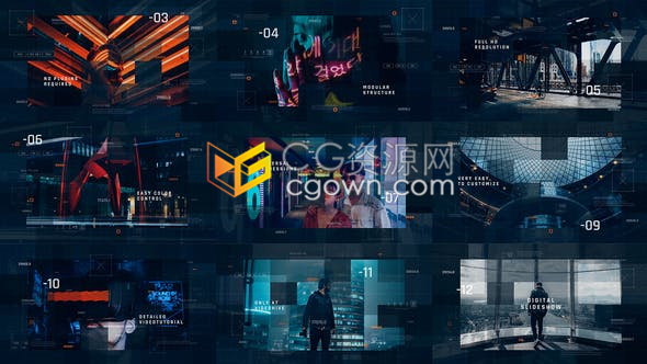 AE模板高科技感界面线条图形介绍图片展示宣传视频动画效果制作工程