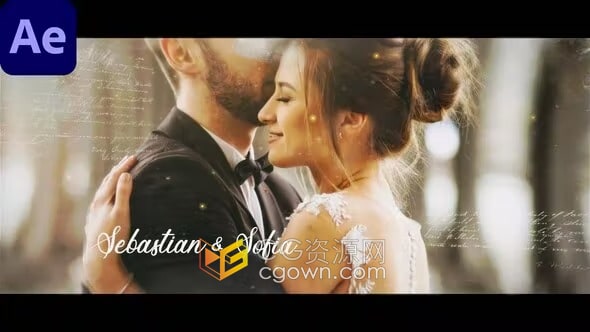 AE模板-水墨晕开动画美丽散景视差婚礼相册优雅颁奖典礼晚会视频