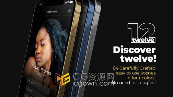 AE模板-64个手机场景APP宣传介绍应用程序UI/UX设计Web开发智能展示