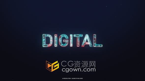 AE模板-新能源公司LOGO视频片头玻璃毛刺故障霓虹灯特效