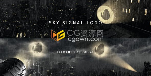 制作蝙蝠侠超级英雄灯塔往天空夜晚LOGO动画效果视频片头制作-AE模板下载