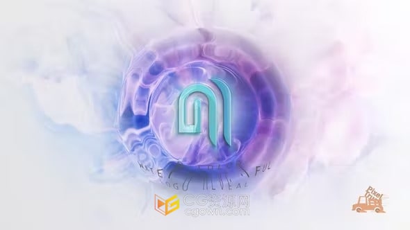 AE模板-水彩描边3d艺术水波纹效果LOGO动画