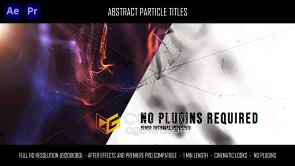 AE/PR模板-抽象粒子标题制作独特的电影视频文本字幕宣传动画