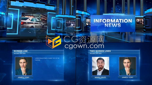 AE模板信息报新闻制作霓虹灯3D图形场景动画电视频道包装设计工程