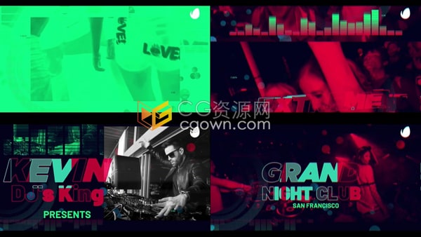 AE模板-夜总会舞蹈活动DJ音乐会派对开幕音频可视化视频制作