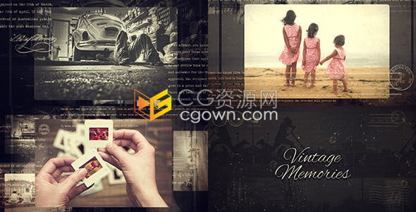 温馨复古回忆AE相册模板周年纪念日摄影照片旅行冒险幻灯片视频动画