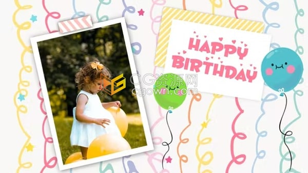 AE模板-快乐儿童活动视频相册宝贝周岁庆典生日幻灯片