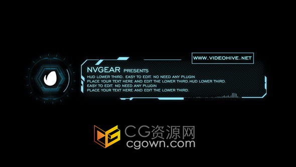 AE模板-抽象高科技HUD图形动画视频字幕条设计