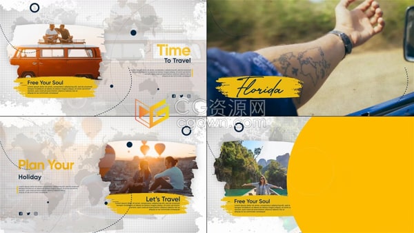 AE模板-地图画笔效果度假旅行旅游公司旅行社宣传片