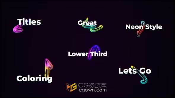 波普艺术发光线条霓虹灯标题文字动画-AE模板