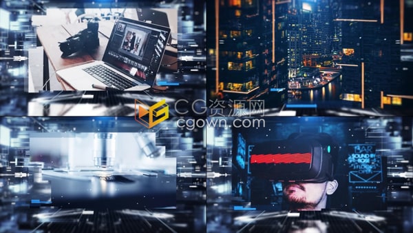 AE模板-网格玻璃屏幕空间感制作3d科技宣传片互联网信息技术幻灯片