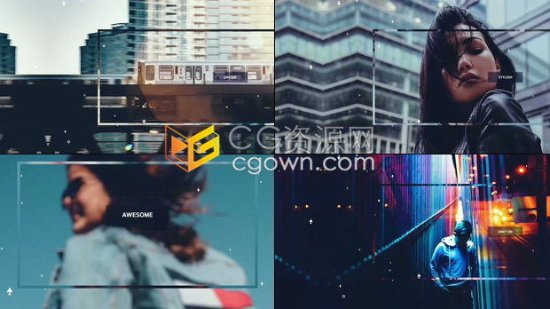 透明边框效果动态图形文字标题视频开场快速假期旅行宣传短片-AE模板下载