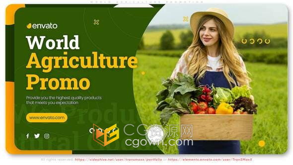 AE模板-现代世界重要产业农业绿色食品宣传片介绍幻灯片照片视频