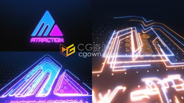 AE标志模板-4K点亮霓虹灯标志LOGO动画