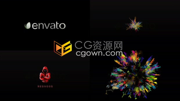 抽象慢动作生长多彩烟尘爆裂冲击展示艺术感标志LOGO片头-AE模板下载
