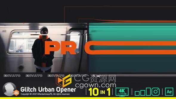AE模板-动态故障开场视频片头制作Glitch Urban Opener