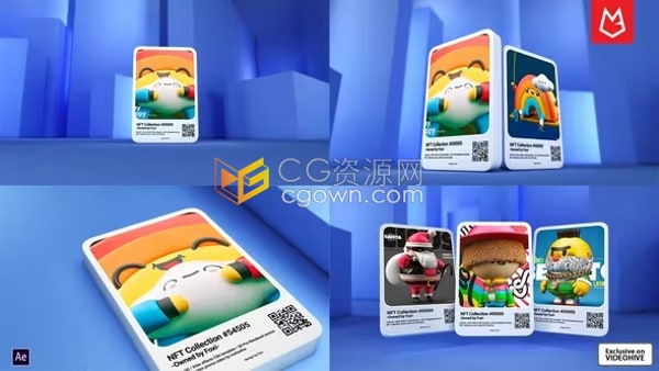AE模板-NFT收藏品数字艺术产品3D动画场景展示