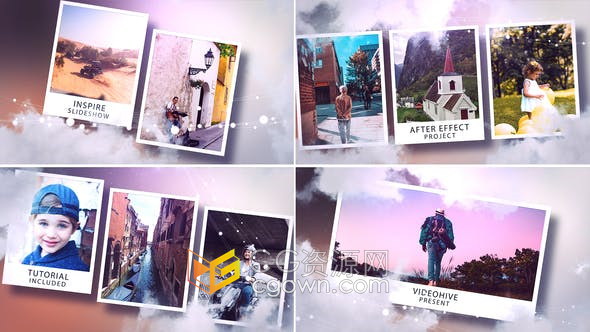 AE模板-云层幻灯片相册展示致敬护士医务人员照片视频