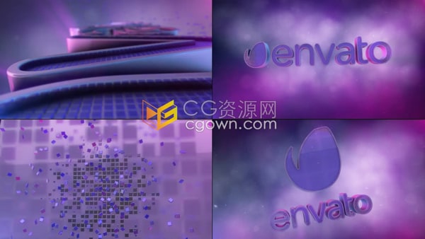 AE模板-E3D制作3D粒子像素化标志LOGO标题动画