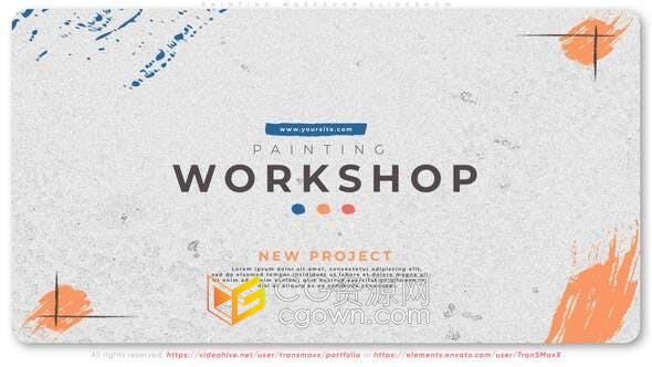 AE模板-绘画工作室宣传幻灯片笔刷水墨复古相册视频