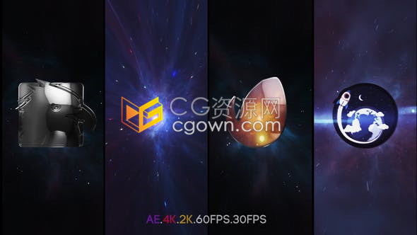 4K多彩粒子涡流隧道空间穿梭飞行变焦揭示LOGO片头-AE模板下载