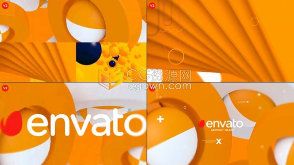 AE片头模板3D多彩明亮抽象球体动画标志介绍