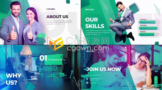 PR预设/AE模板-经典运动设计风格清晰标题制作创意业务团队演示商业宣传片