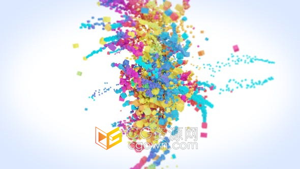 AE模板-炫彩立方体粒子动画LOGO标志视频片头